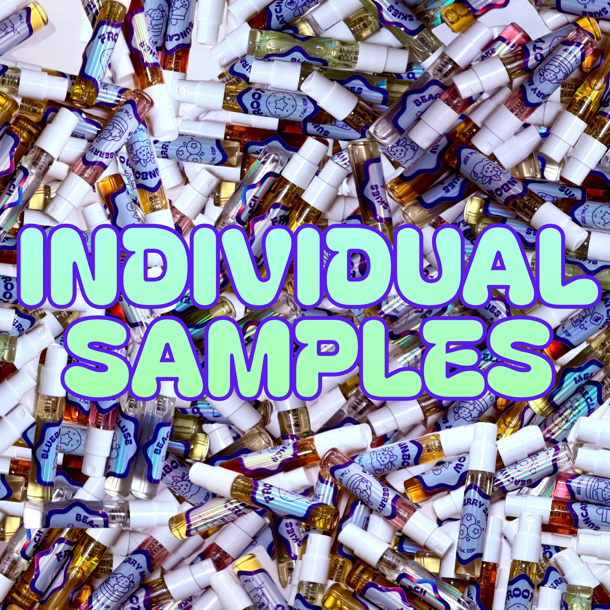 A bunch of Hoshi Gato Samples piled on top of each other with text that says "individual samples" in green to blue gradient letters.